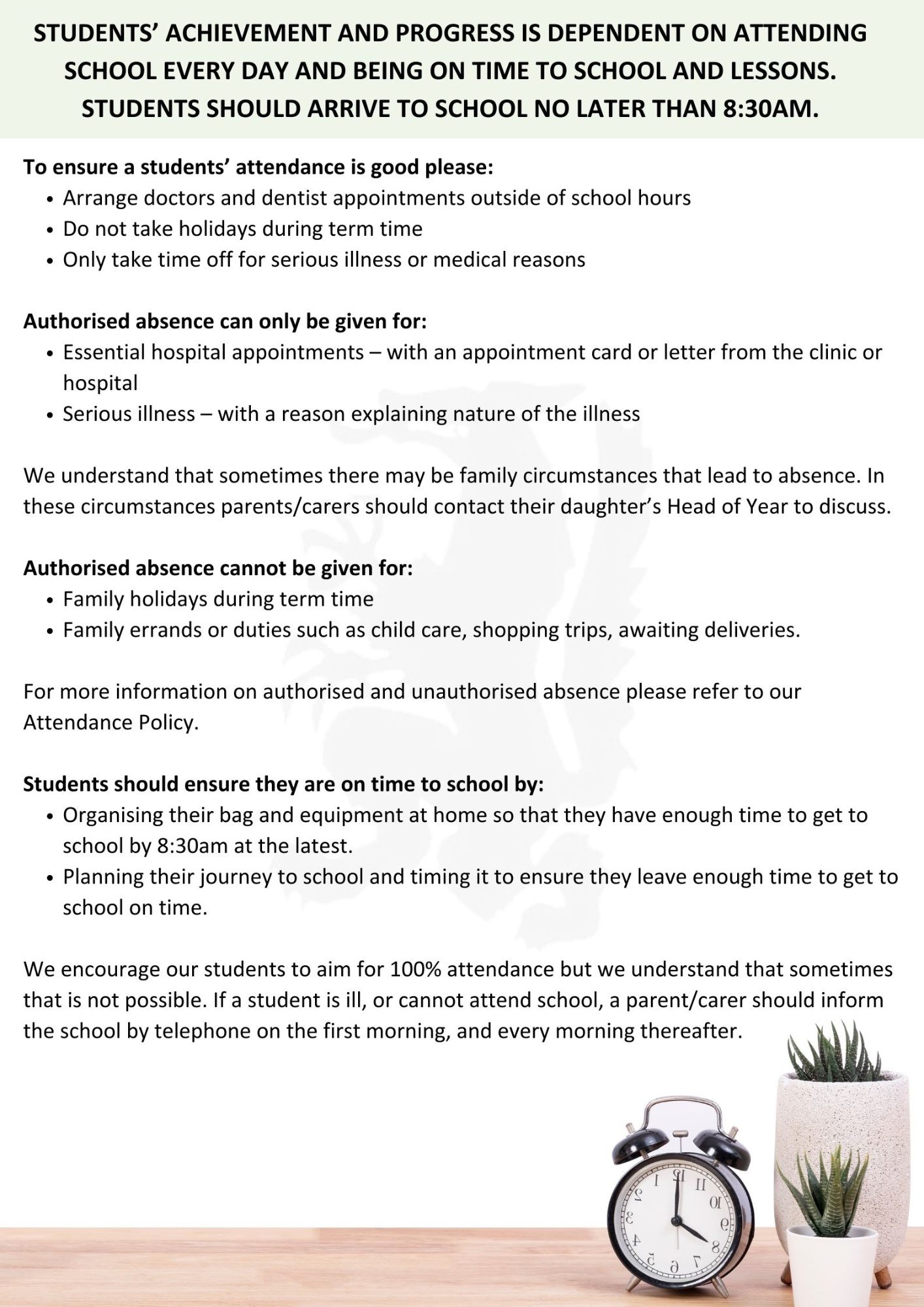 Attendance and Punctuality