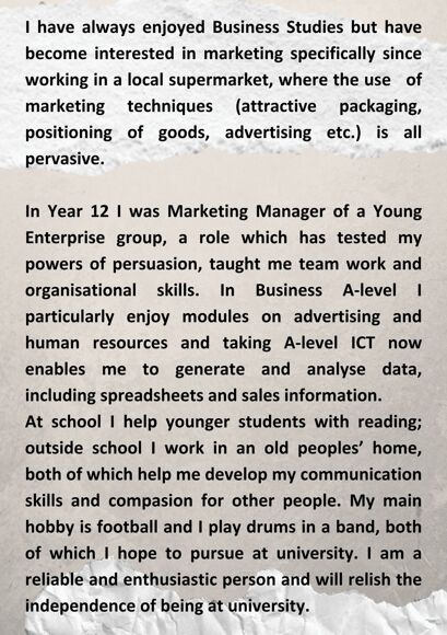Personal statement example