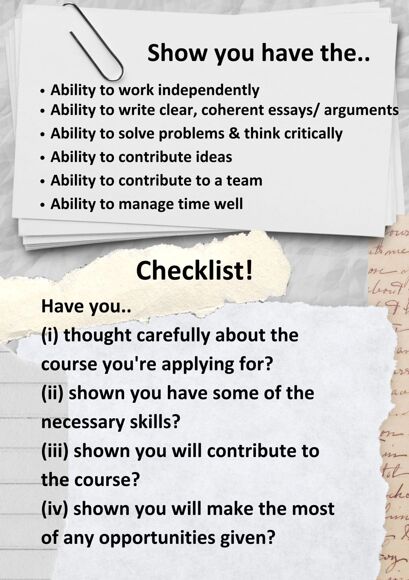 Pesonal statement checklist